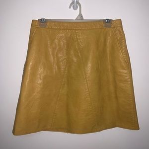 Zara basics yellow Faux leather  Skirt M